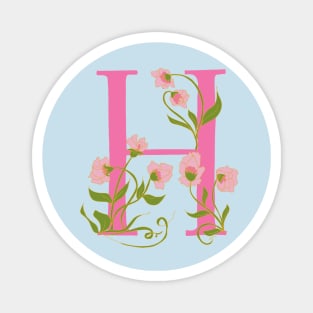 Hand drawn Flower Letter H Magnet